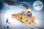 christmas child motif december train advent season santa stock photo