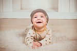baby smile portrait newborn small child boy faces stock photo