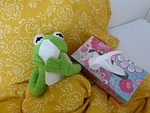 ill cold sniff handkerchief kermit frog stock photo