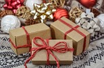 christmas background gift new year holidays present red stock photo