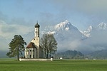 saint coloman nature church architecture schwangau spring mountains stock photo