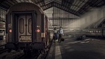 train station couple traveling railway travelers stock photo