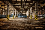 factory hall abandoned ruin pillars building old dilapidated stock photo
