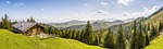 alpine mountains cabin landscape cottage nature forest bavaria stock photo