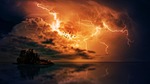 thunderstorm sea clouds storm island heaven lightning nature stock photo