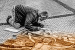man artist street painter painting art jesus old stock photo
