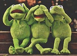 see no evil hear speak frog kermit stuffed stock photo