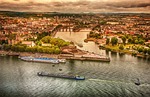 rhine river aerial view germany saxony landscape city stock photo