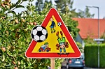 play street children a notice traffic attention warning stock photo