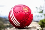 soccer football ball sports red sport stock photo