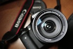 camera canon reflex lens technology stock photo
