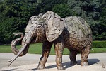 elephant wood wooden figure sculpture museum brussels stock photo