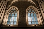 church window stained glass old gothic architecture pointed stock photo