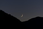 moon set crescent mountains ritzail italy nature dolomites stock photo