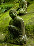 buddha statue moss sculpture purnima japan buddhism meditation stock photo