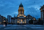 blue hour berlin cathedral heaven building evening sky stock photo