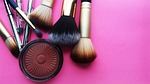 makeup cosmetics beauty brushes blush pink style glamour stock photo