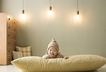 baby portrait motherhood smile child happy cute room stock photo