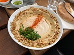 hummus tahini food restaurant brown stock photo