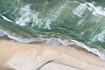 beach nature aerial wave view landscape drone travel stock photo