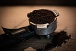coffee ground grinds maker restaurant cafe powder caffeine stock photo