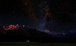 heaven stars nature starry sky milky way mountains stock photo