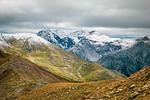 italy hike mountain clouds summit alpine mountains meadow stock photo