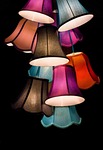 glowing lamps lampshades decoration indoors interior lighting chandelier stock photo