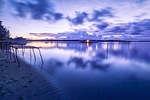 landscape tropical before the dawn lagoon water of stock photo