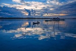landscape tropical atoll lagoon before sunrise one or stock photo