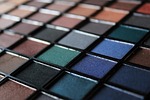 eye shadow cosmetics color palette colorful makeup make stock photo