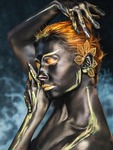 body painting makeup cosplay portrait dark skin afro stock photo