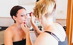 make up wedding bride tattoo make-up artist eyes stock photo