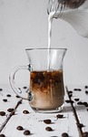 coffee milk cappuccino drink café mug cup hot stock photo