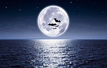moon sea full light reflective nature moonlight reflex stock photo