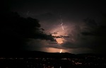 lightning eve night clouds nature lighting mood thunderstorm stock photo