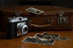 camera luggage polaroid photos photography images old nostalgia stock photo