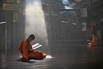 pray buddha statue measure religion buddhism asia prayer stock photo