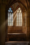 church window monastery stained glass middle ages stock photo