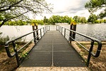 bridge river pier spree nature water stock photo