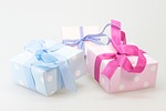 gift parcel surprise ribbon christmas party packaging shopping stock photo