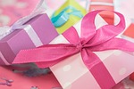 pink gifts boxes presents gift ribbons packaging wrapping stock photo