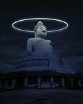 big buddha neon ring imagination fantasy magic momentum stock photo