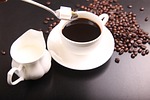 coffee milk sugar cup of beans aroma black stock photo