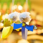 angels wooden toys christmas decoration ornaments angel advent stock photo