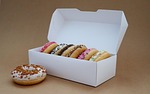 doughnuts box of sweets pastries bakery desserts packaging stock photo
