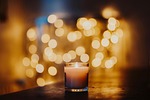 merry christmas candle flame bokeh burning candlelight light stock photo