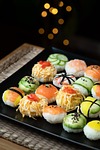 sushi balls japanese food dish cuisine meal salmon stock photo