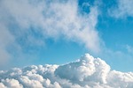 sky clouds atmoshphere cumulus blue cloudscape cloudy day stock photo