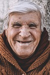 man elder senior old white hair smile happiness stock photo